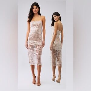 NWT ASTR the label Sequin Jewel Dress in MEDIUM -  Nude